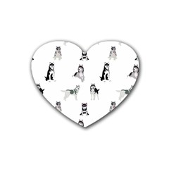 Husky Dogs Rubber Coaster (heart) by SychEva