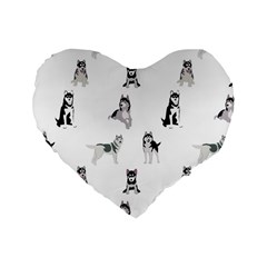 Husky Dogs Standard 16  Premium Heart Shape Cushions by SychEva