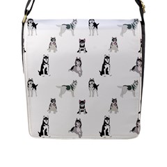 Husky Dogs Flap Closure Messenger Bag (l) by SychEva