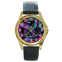 Reptilian Scream Round Gold Metal Watch by MRNStudios