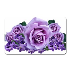 Roses-violets-flowers-arrangement Magnet (rectangular) by Pakrebo