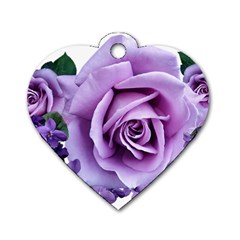 Roses-violets-flowers-arrangement Dog Tag Heart (two Sides) by Pakrebo