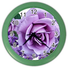 Roses-violets-flowers-arrangement Color Wall Clock by Pakrebo