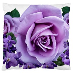 Roses-violets-flowers-arrangement Large Cushion Case (one Side) by Pakrebo