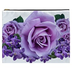 Roses-violets-flowers-arrangement Cosmetic Bag (xxxl) by Pakrebo