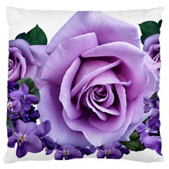 Roses-violets-flowers-arrangement Standard Flano Cushion Case (one Side) by Pakrebo