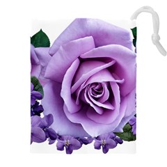 Roses-violets-flowers-arrangement Drawstring Pouch (4xl) by Pakrebo