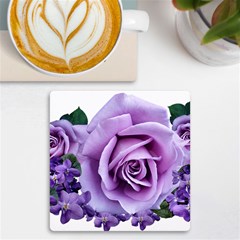 Roses-violets-flowers-arrangement Uv Print Square Tile Coaster 