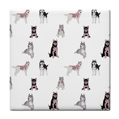 Husky Dogs With Sparkles Tile Coaster by SychEva