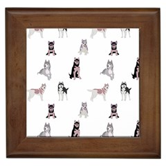 Husky Dogs With Sparkles Framed Tile by SychEva