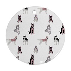 Husky Dogs With Sparkles Ornament (round) by SychEva