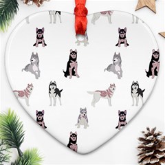 Husky Dogs With Sparkles Ornament (heart) by SychEva