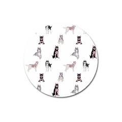 Husky Dogs With Sparkles Magnet 3  (round) by SychEva