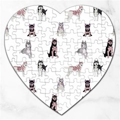 Husky Dogs With Sparkles Jigsaw Puzzle (heart) by SychEva