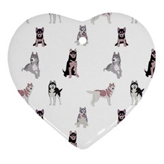 Husky Dogs With Sparkles Heart Ornament (two Sides) by SychEva