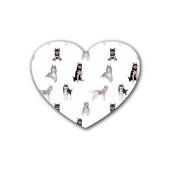 Husky Dogs With Sparkles Rubber Coaster (heart) by SychEva