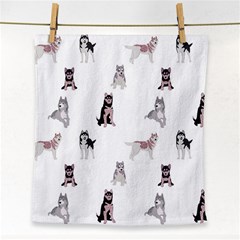 Husky Dogs With Sparkles Face Towel by SychEva