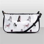 Husky Dogs With Sparkles Shoulder Clutch Bag Front