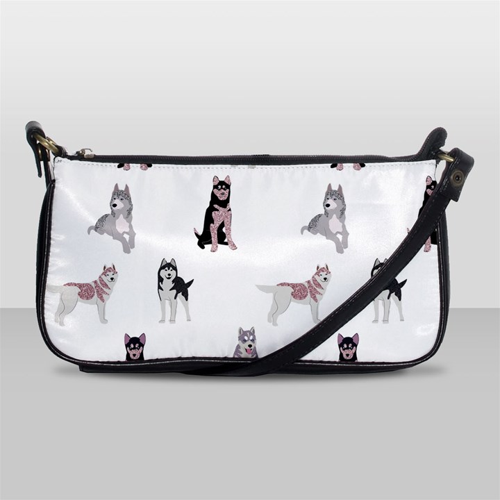 Husky Dogs With Sparkles Shoulder Clutch Bag