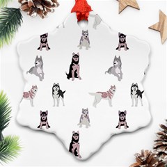 Husky Dogs With Sparkles Ornament (snowflake) by SychEva