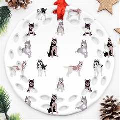 Husky Dogs With Sparkles Round Filigree Ornament (two Sides) by SychEva