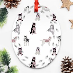 Husky Dogs With Sparkles Oval Filigree Ornament (two Sides) by SychEva