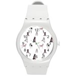 Husky Dogs With Sparkles Round Plastic Sport Watch (M) Front