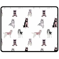 Husky Dogs With Sparkles Double Sided Fleece Blanket (medium)  by SychEva