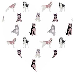 Husky Dogs With Sparkles Wooden Puzzle Heart by SychEva