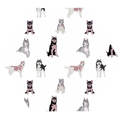 Husky Dogs With Sparkles Wooden Puzzle Hexagon by SychEva