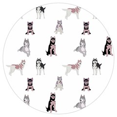 Husky Dogs With Sparkles Round Trivet