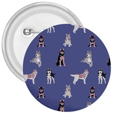 Husky Dogs With Sparkles 3  Buttons by SychEva