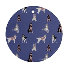 Husky Dogs With Sparkles Ornament (round) by SychEva