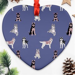 Husky Dogs With Sparkles Ornament (heart) by SychEva