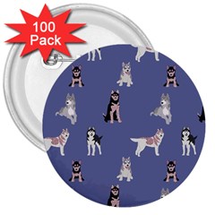 Husky Dogs With Sparkles 3  Buttons (100 Pack)  by SychEva