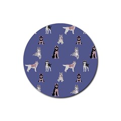 Husky Dogs With Sparkles Rubber Coaster (round) by SychEva