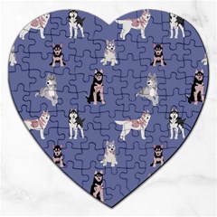 Husky Dogs With Sparkles Jigsaw Puzzle (heart) by SychEva