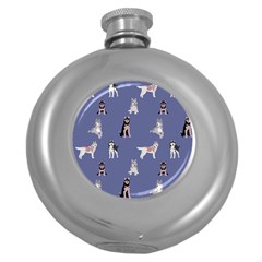 Husky Dogs With Sparkles Round Hip Flask (5 Oz) by SychEva