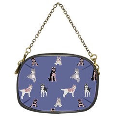 Husky Dogs With Sparkles Chain Purse (one Side) by SychEva