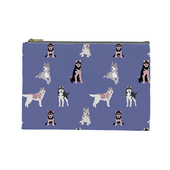 Husky Dogs With Sparkles Cosmetic Bag (Large)