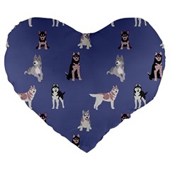 Husky Dogs With Sparkles Large 19  Premium Heart Shape Cushions by SychEva