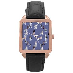 Husky Dogs With Sparkles Rose Gold Leather Watch  by SychEva