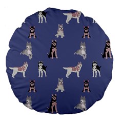 Husky Dogs With Sparkles Large 18  Premium Flano Round Cushions by SychEva