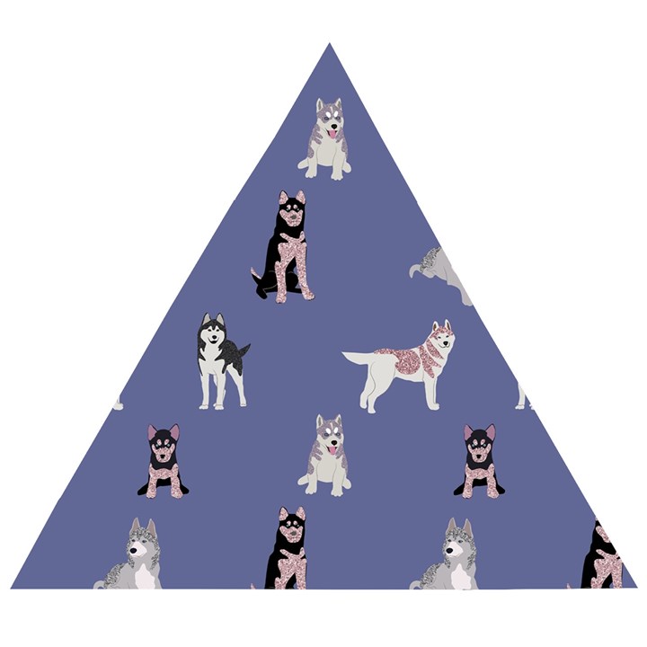 Husky Dogs With Sparkles Wooden Puzzle Triangle