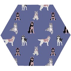 Husky Dogs With Sparkles Wooden Puzzle Hexagon by SychEva