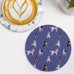 Husky Dogs With Sparkles Uv Print Round Tile Coaster