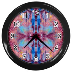 Burgundy Repeats Wall Clock (black) by kaleidomarblingart