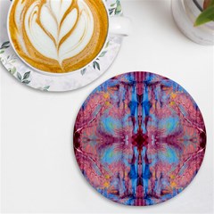 Burgundy Repeats Uv Print Round Tile Coaster