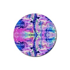 Waves Repeats V Rubber Coaster (round) by kaleidomarblingart