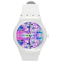 Waves Repeats V Round Plastic Sport Watch (m) by kaleidomarblingart